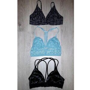 Lot of Victoria's Secret and VS PINK Bralettes Size Medium Lace Black Velvet